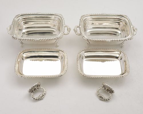 Lovely Pair Edwardian Small Silver Plated Entree Dishes - circa 1905