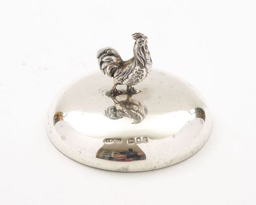 Unusual Silver Cockerel Paperweight - London 1930
