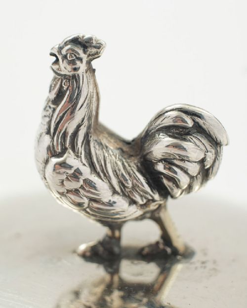 Unusual Silver Cockerel Paperweight - London 1930