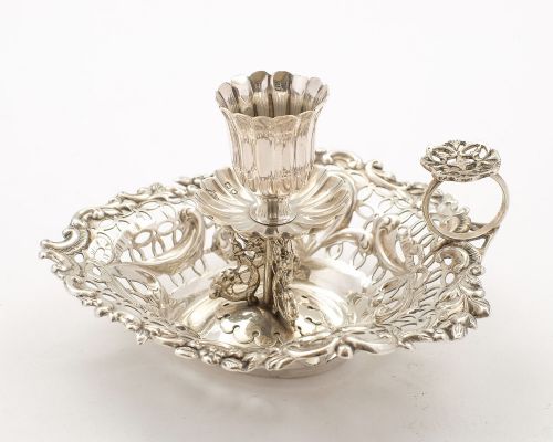 Gorgeous Victorian Silver Chamber Stick - London 1892