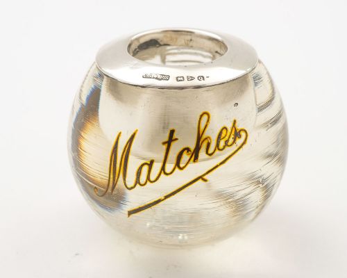 Nice Victorian Silver Topped/Glass Match Striker - Chester 1899