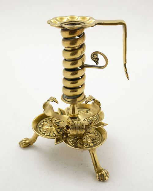 Unusual Victorian Arts & Crafts Brass Chamber Stick - circa 1890