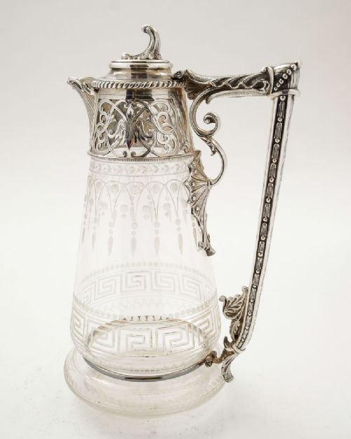 Stunning Victorian Silver Plated/Glass Claret Jug - Circa 1880