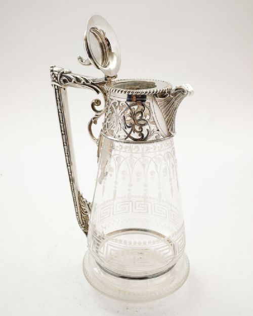 Stunning Victorian Silver Plated/Glass Claret Jug - Circa 1880