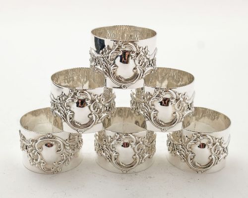 Gorgeous Set Edwardian Silver Plated Napkin Rings - circa 1905