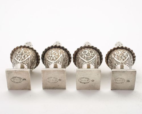 Set of 4 Victorian Silver Plated Pepperettes - circa 1890