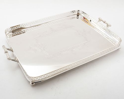 Lovely Victorian Silver Plated Oblong Gallery Tray - circa 1890