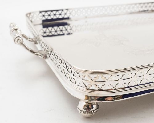Lovely Victorian Silver Plated Oblong Gallery Tray - circa 1890