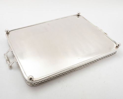 Lovely Victorian Silver Plated Oblong Gallery Tray - circa 1890