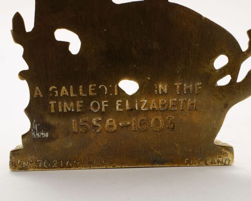 Nice Pair of Cast Brass Galleon Bookends - 1931