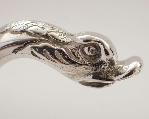 Unusual Pair Victorian Silver Plated Swan Necked Sauce Boats - circa 1890