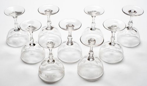 Nice set of 9 Victorian Champagne Glasses - circa 1890