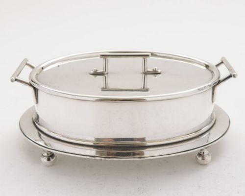 Christopher Dresser Style Silver Plated Butter Dish - Circa 1890