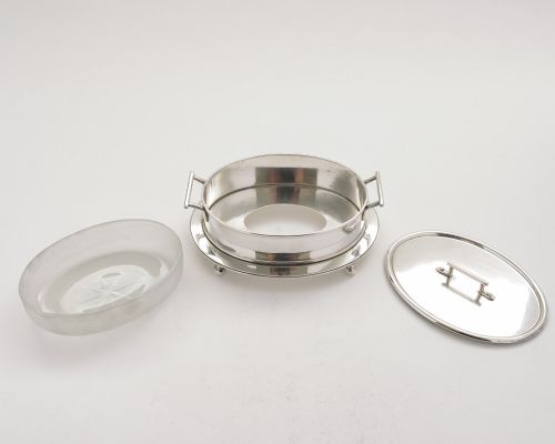 Christopher Dresser Style Silver Plated Butter Dish - Circa 1890