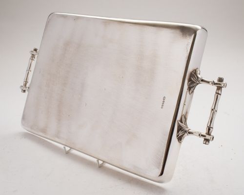 Gorgeous Victorian Silver Plated Tray in Japanese Style - circa 1890