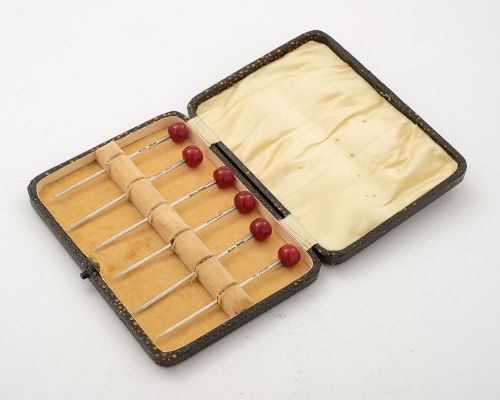 Nice set of 6 Art Deco Silver Cocktail sticks - Birmingham 1933