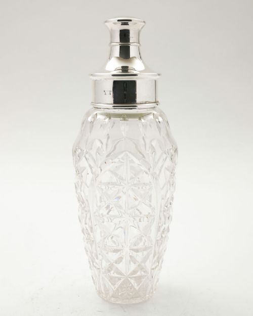 Nice Silver Plated/ Cut Glass Art Deco Cocktail Shaker - Circa 1930