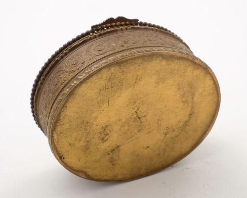 Pretty French Oval Brass Jewellery Box - circa 1900