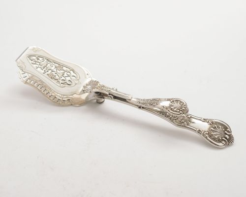 Nice Victorian Silver Plated Kings Pattern Serving Tongs - circa 1890