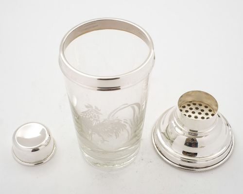 Fabulous Art Deco Glass/Silver Plated Cocktail Shaker - circa 1930