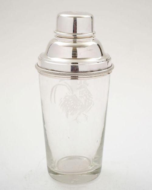 Fabulous Art Deco Glass/Silver Plated Cocktail Shaker - circa 1930