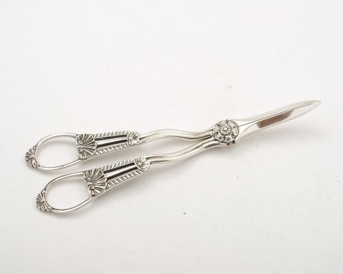 Lovely Pair Victorian Silver Grape Scissors - Sheffield 1896