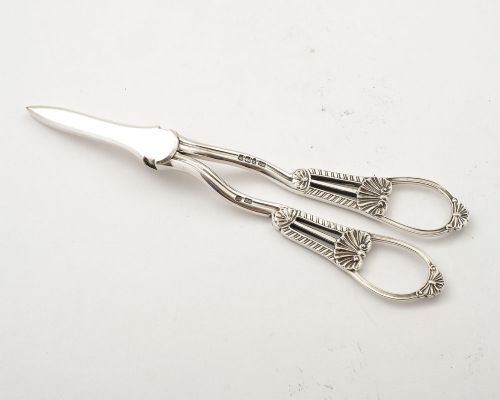 Lovely Pair Victorian Silver Grape Scissors - Sheffield 1896