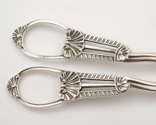 Lovely Pair Victorian Silver Grape Scissors - Sheffield 1896