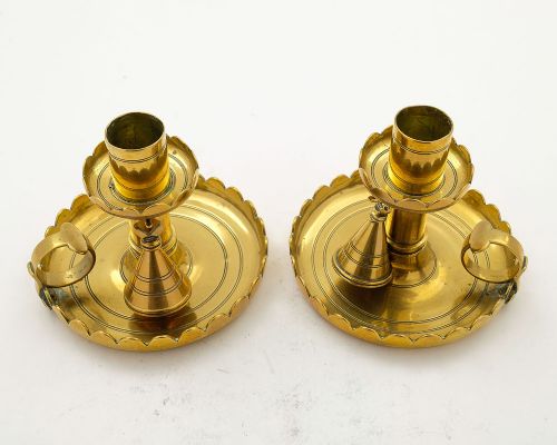 Nice Pair Edwardian Brass Chambersticks - circa 1905