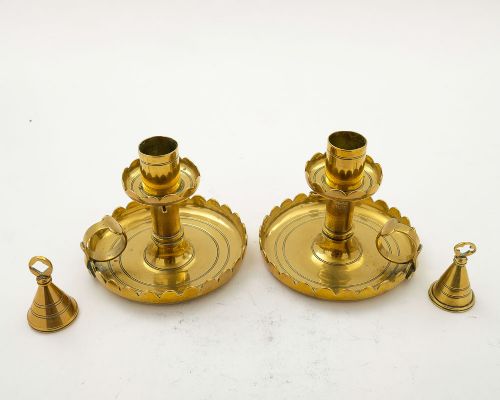 Nice Pair Edwardian Brass Chambersticks - circa 1905