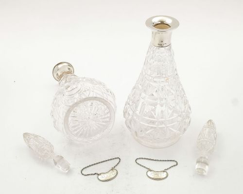 Fabulous Pair of Art Deco Silver Topped Decanters - London 1930