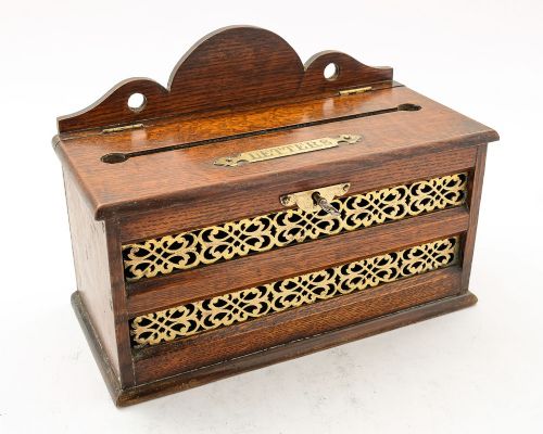 Wonderful Edwardian Oak & Brass Letters Box - circa 1905