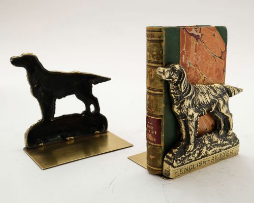 Fabulous pair Brass English Setter Bookends - circa 1920