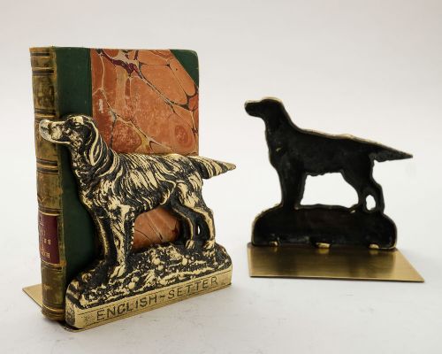 Fabulous pair Brass English Setter Bookends - circa 1920