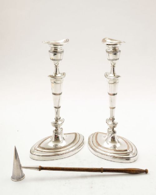 Gorgeous Pair Georgian Sheffield Plated Candlesticks - circa 1820