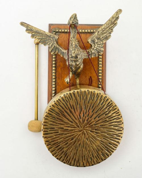 Fabulous Edwardian Brass Phoenix Rising Wall Gong - circa 1905