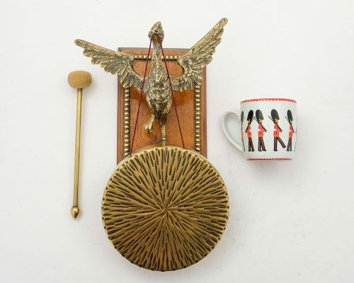 Fabulous Edwardian Brass Phoenix Rising Wall Gong - circa 1905