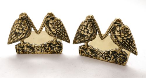 Fabulous Pair Brass Bird Bookends - circa 1920