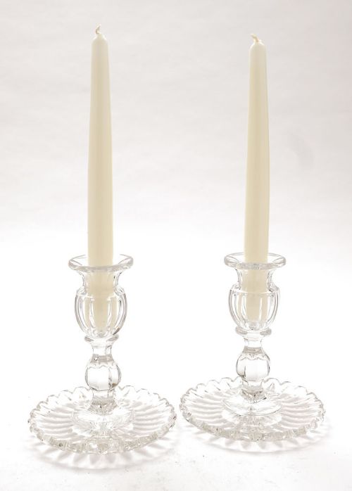 Wonderful Pair Edwardian Glass Candlesticks - circa 1905