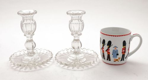 Wonderful Pair Edwardian Glass Candlesticks - circa 1905