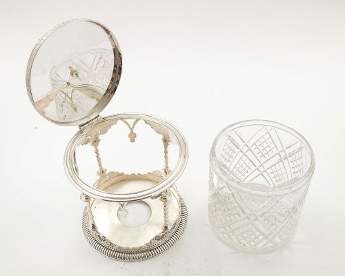 Fabulous Victorian Silver Plate/Glass Biscuit box - circa 1880