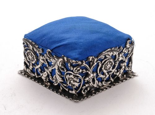 Pretty Victorian Silver Pin Cushion- Birmingham 1892