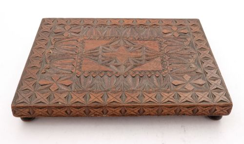 Nice Edwardian Welsh Chip Carved MahoganyCoaster - circa 1905