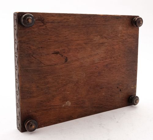 Nice Edwardian Welsh Chip Carved MahoganyCoaster - circa 1905