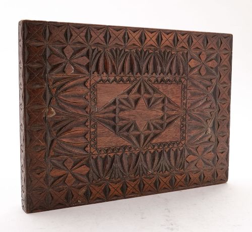 Nice Edwardian Welsh Chip Carved MahoganyCoaster - circa 1905