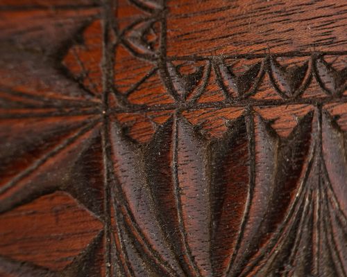 Nice Edwardian Welsh Chip Carved MahoganyCoaster - circa 1905