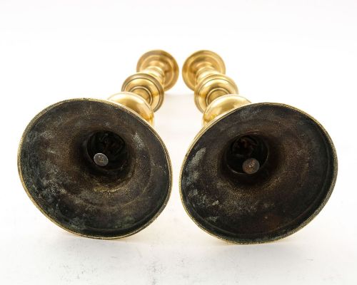 Gorgeous Pair Large Victorian Cast Brass Candlesticks - circa 1880