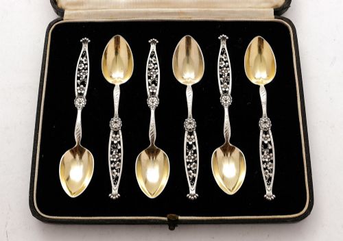 Set of Six American Silver Tea Spoons - circa 1900