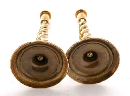 Lovely Pair of cast Brass Open Twist Candlesticks - circa 1920