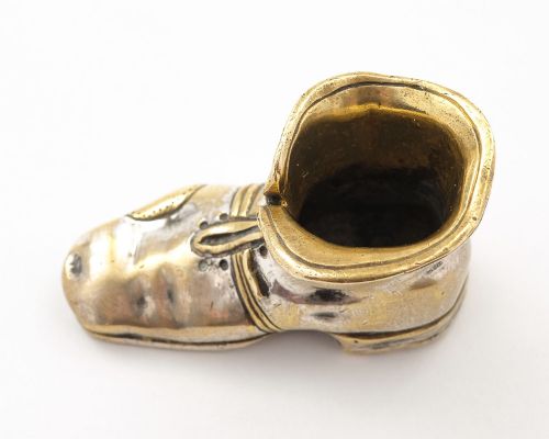Unusual Brass & Silver Plated Boot Match Striker - circa 1905